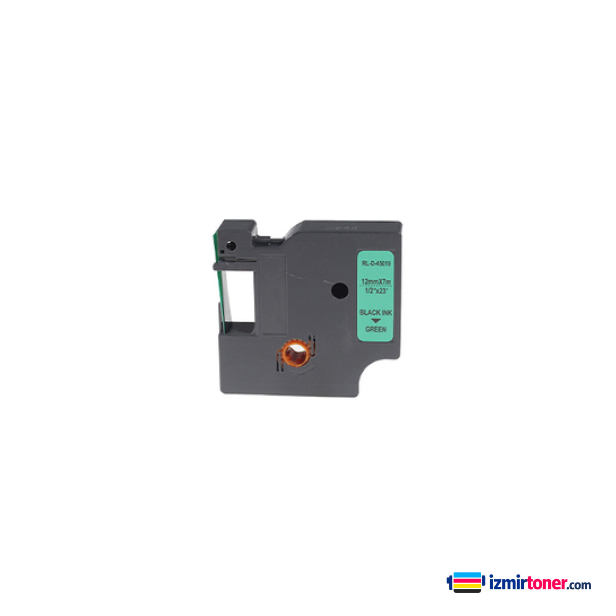 DYMO D1 45019 YESIL ETIKETE SIYAH (12mm x 7m) görsel 1