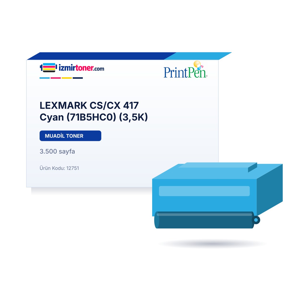 LEXMARK CS/CX 417 Cyan (71B5HC0) (3.500 Sayfa)