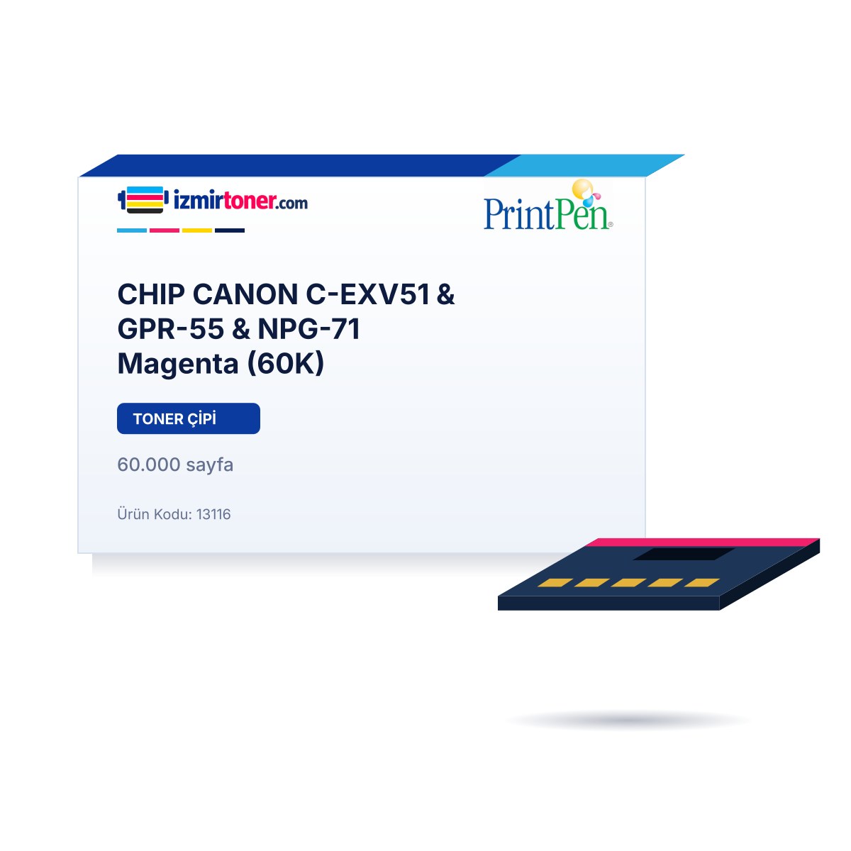 CHIP CANON C-EXV51 & GPR-55 & NPG-71 Magenta (60.000 Sayfa)