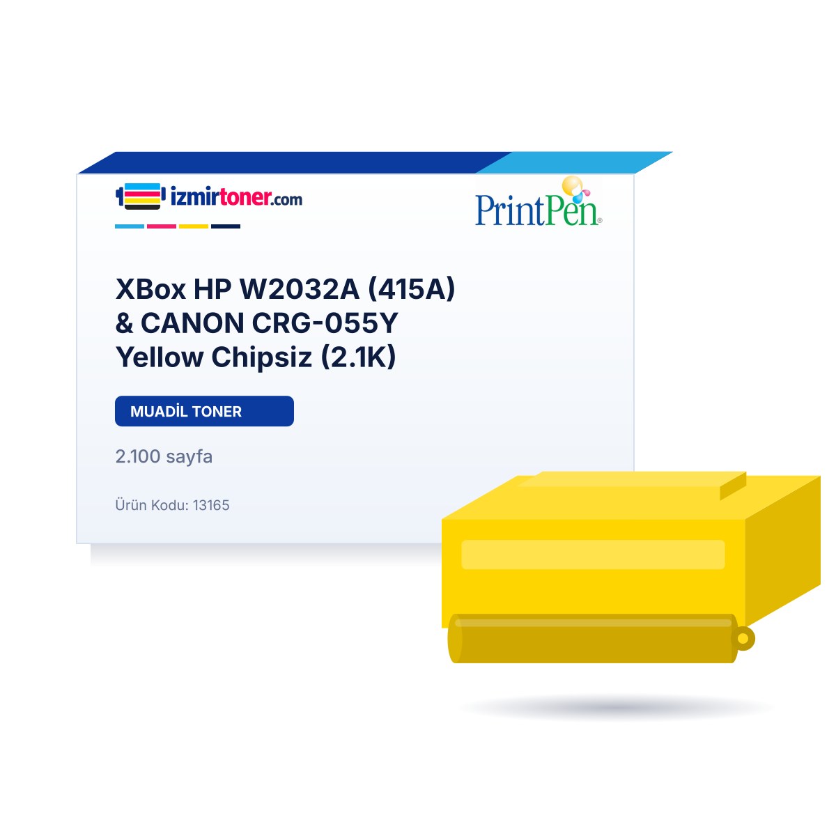 XBox HP W2032A (415A) & CANON CRG-055Y Yellow Chipsiz (2.100 Sayfa)