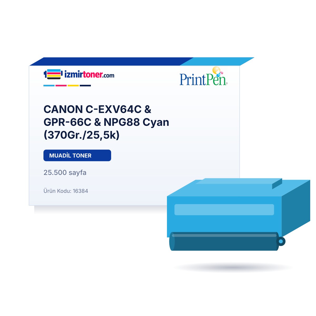 CANON C-EXV64C & GPR-66C & NPG88 Cyan (370Gr./25.500 Sayfa)