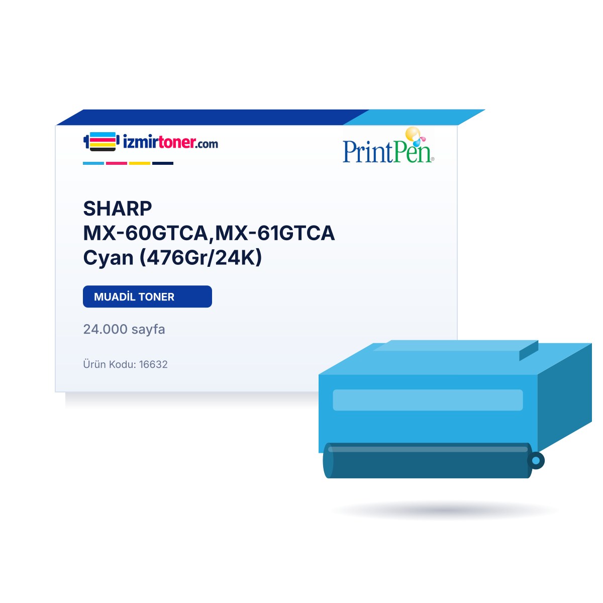 SHARP MX-60GTCA,MX-61GTCA Cyan (476Gr/24.000 Sayfa)