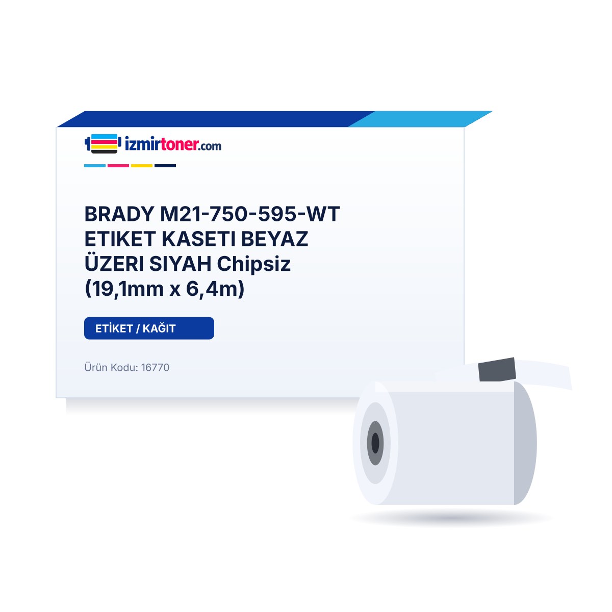 BRADY M21-750-595-WT ETIKET KASETI BEYAZ ÜZERI SIYAH Chipsiz (19,1mm x 6,4m)