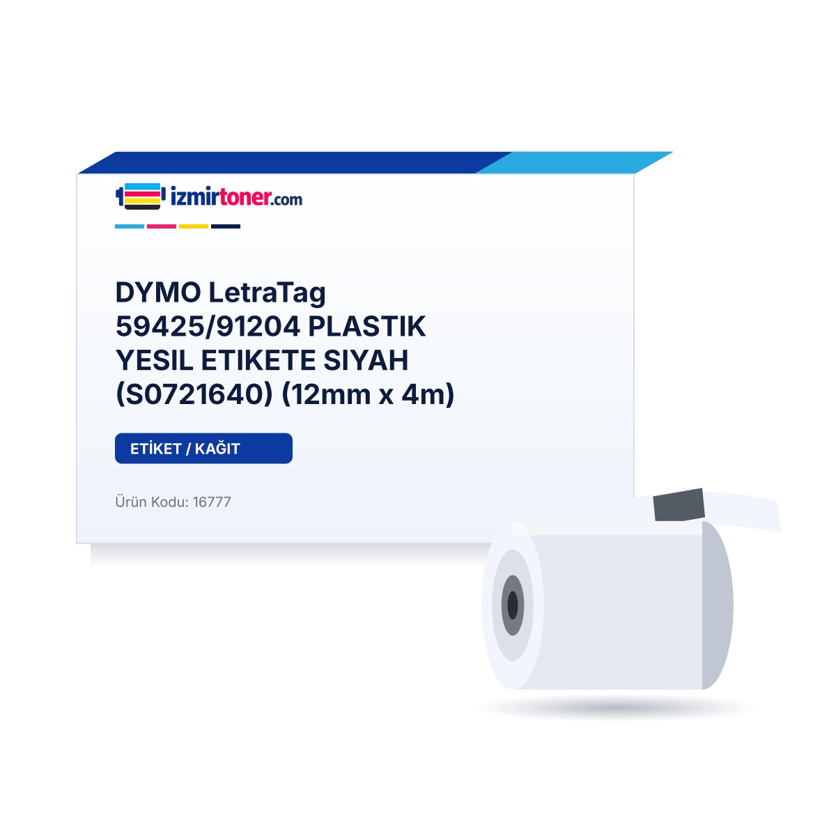 DYMO LetraTag 59425/91204 PLASTIK YESIL ETIKETE SIYAH (S0721640) (12mm x 4m)
