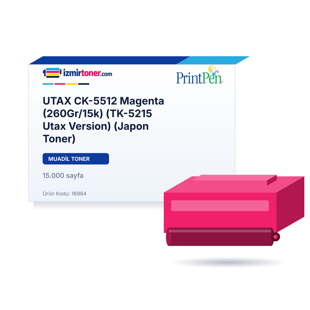UTAX CK-5512 Magenta (260Gr/15.000 Sayfa) (TK-5215 Utax Version) (Japon Toner)