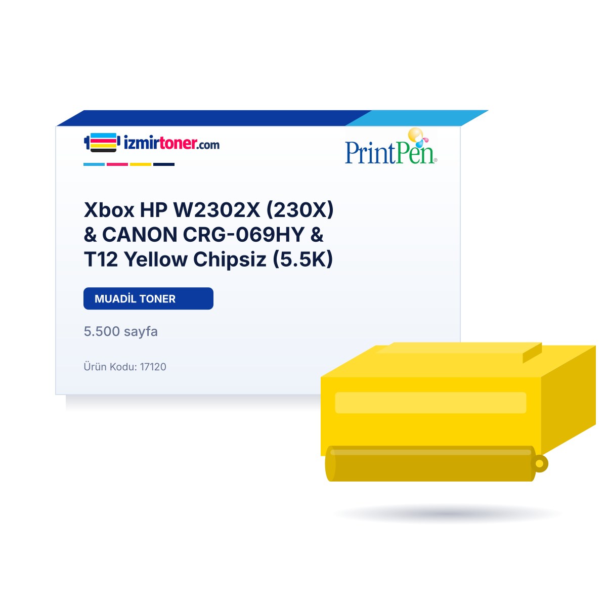 XBox HP W2302X (230X) & CANON CRG-069HY & T12 Yellow Chipsiz (5.500 Sayfa)