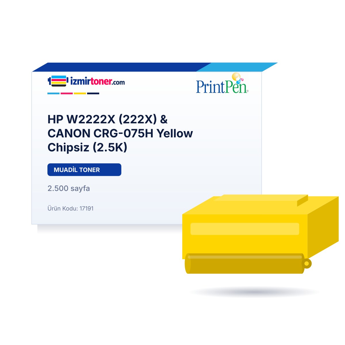 HP W2222X (222X) & CANON CRG-075H Yellow Chipsiz (2.500 Sayfa)