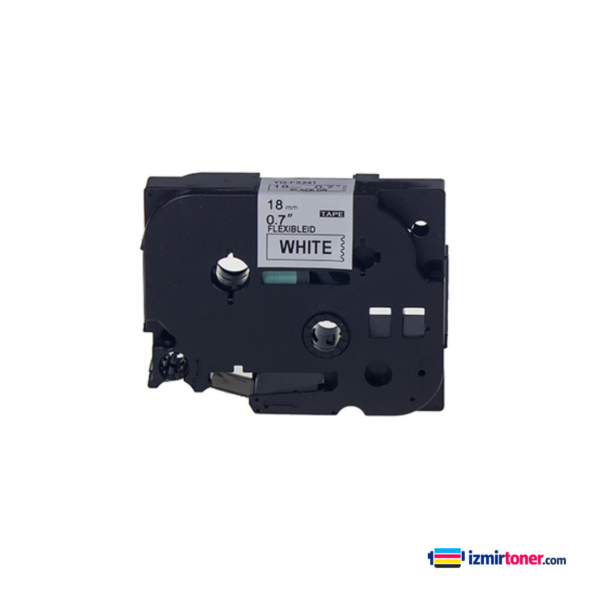 BROTHER P-Touch TZE-FX241 BEYAZ ESNEK ETIKETE SIYAH (18mm x 8m)