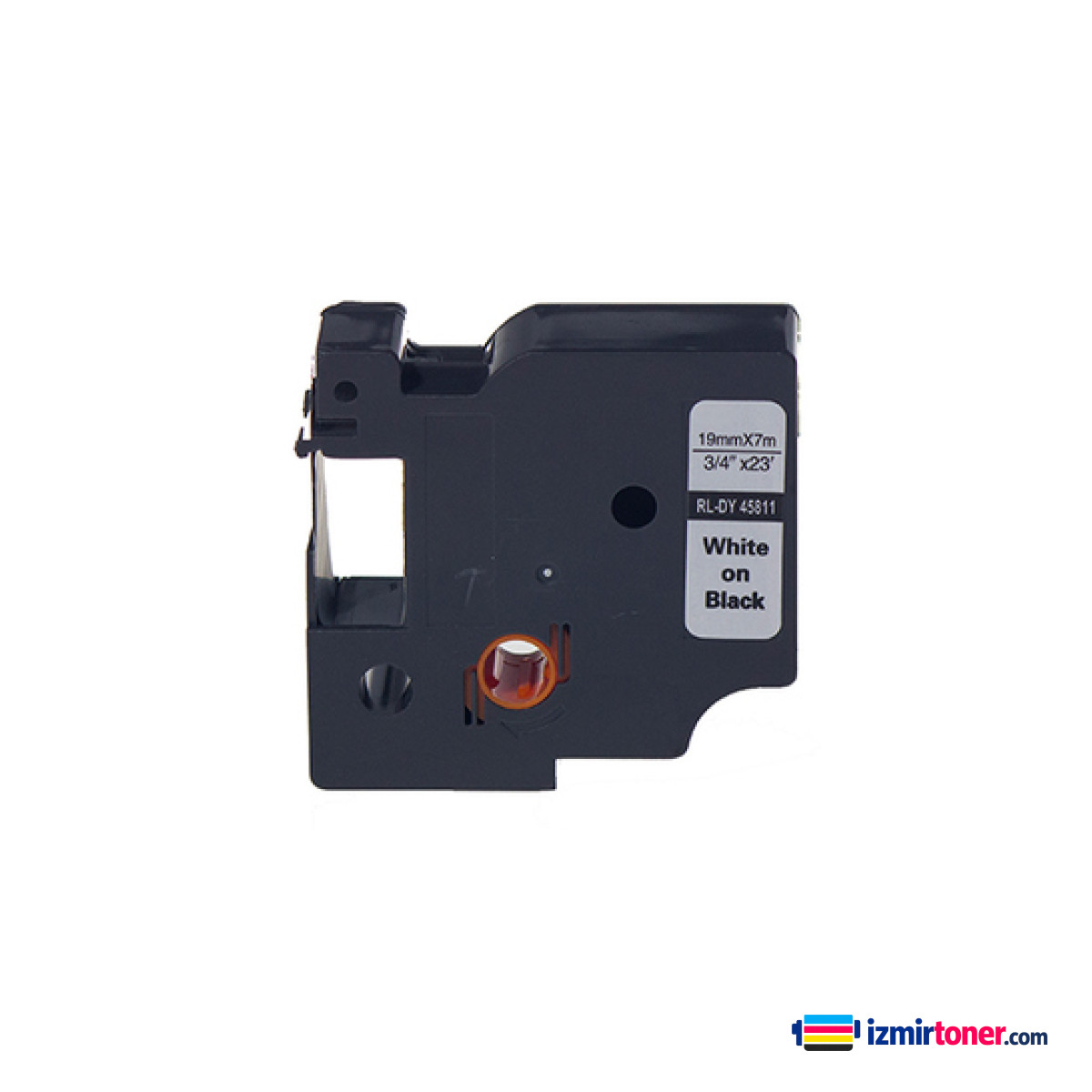 DYMO D1 45811 SIYAH ETIKETE BEYAZ (19mm x 7m) görsel 1