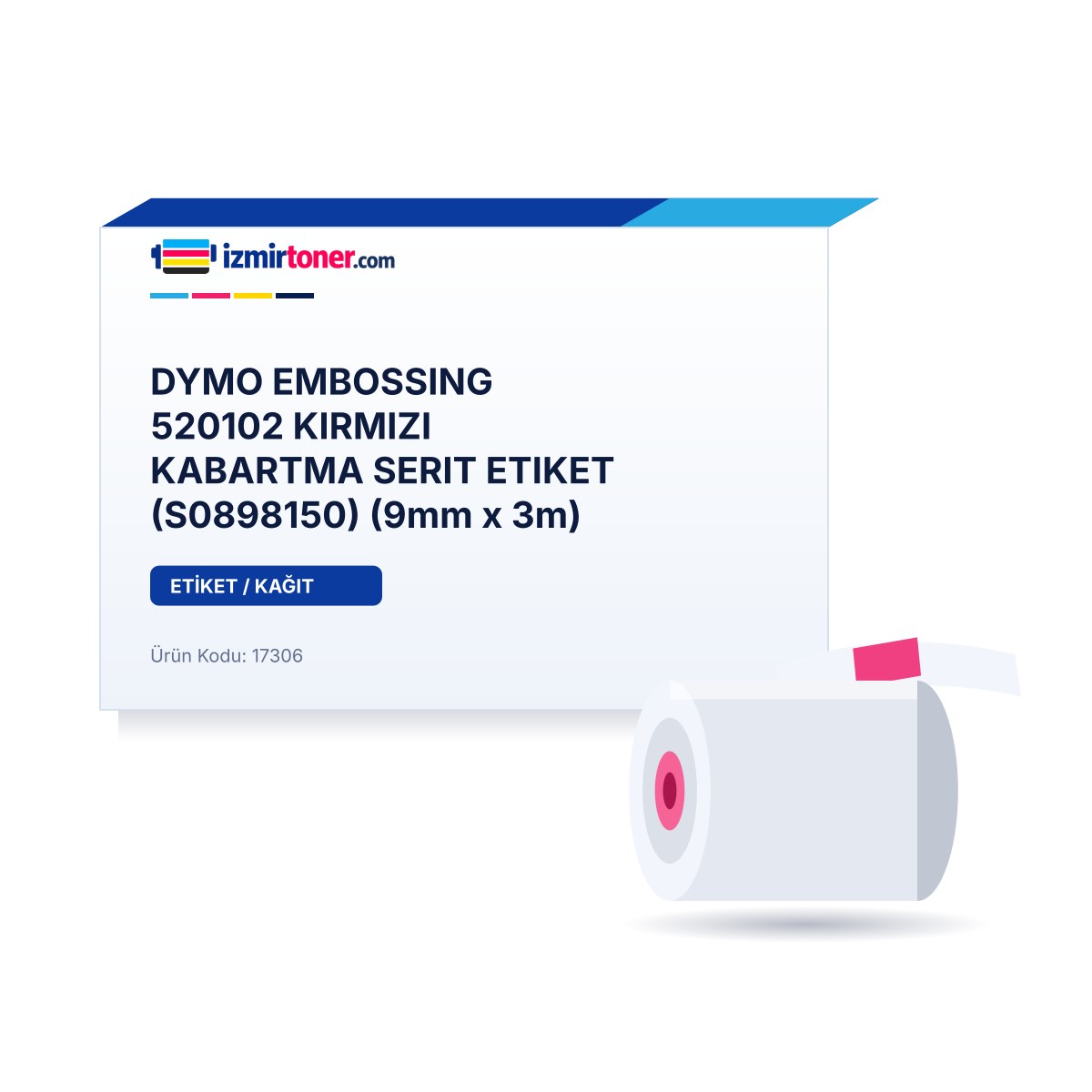 DYMO EMBOSSING 520102 KIRMIZI KABARTMA SERIT ETIKET (S0898150) (9mm x 3m)