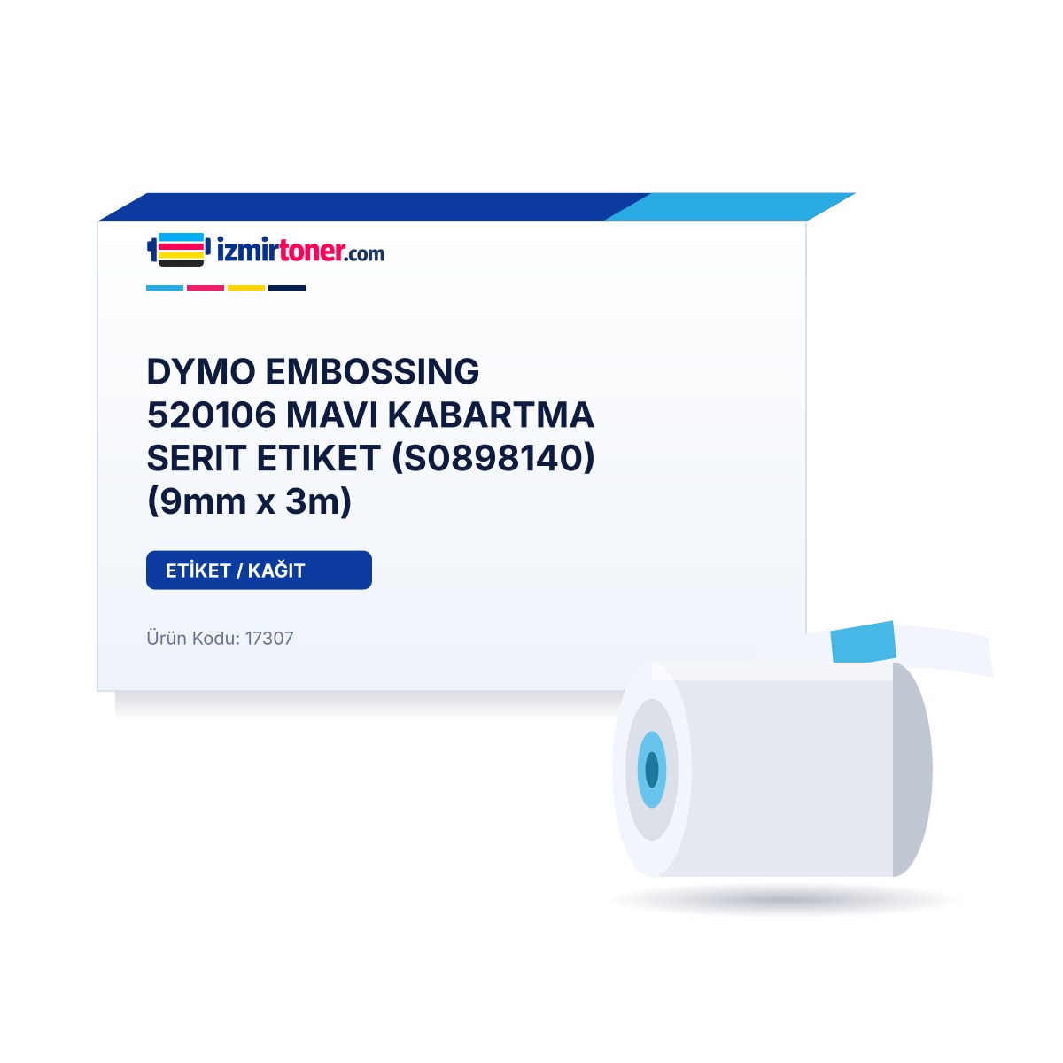 DYMO EMBOSSING 520106 MAVI KABARTMA SERIT ETIKET (S0898140) (9mm x 3m) görsel 1
