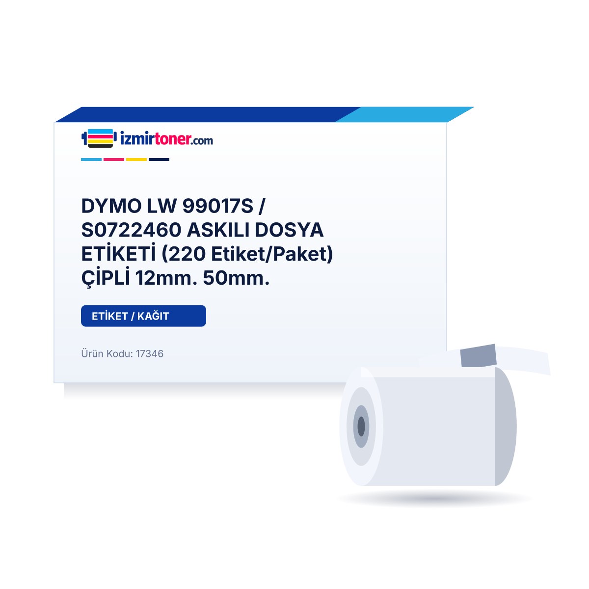DYMO LW 99017S / S0722460 ASKILI DOSYA ETİKETİ (220 Etiket/Paket) ÇİPLİ 12mm. 50mm. görsel 1