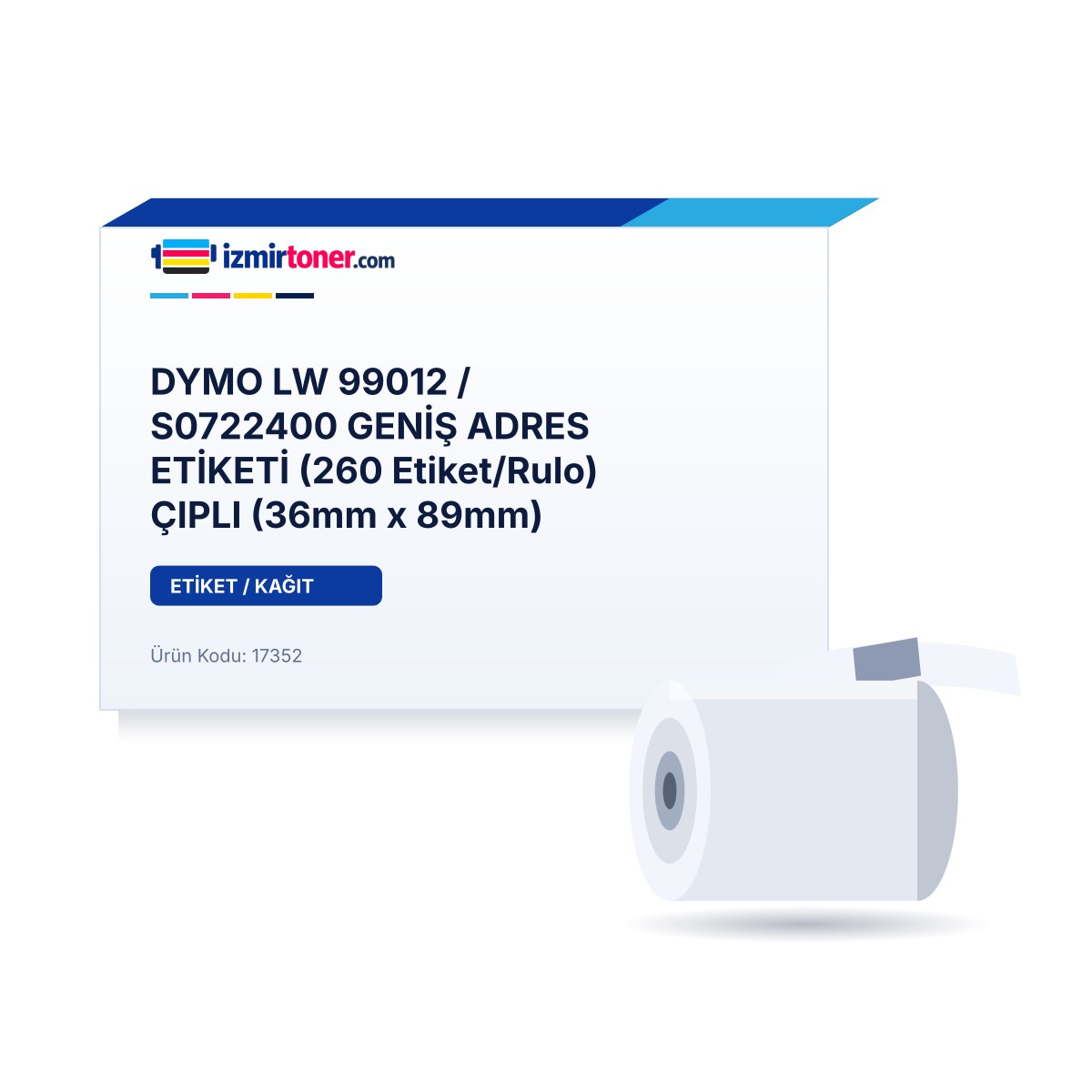 DYMO LW 99012 / S0722400 GENİŞ ADRES ETİKETİ (260 Etiket/Rulo) ÇIPLI (36mm x 89mm) görsel 1