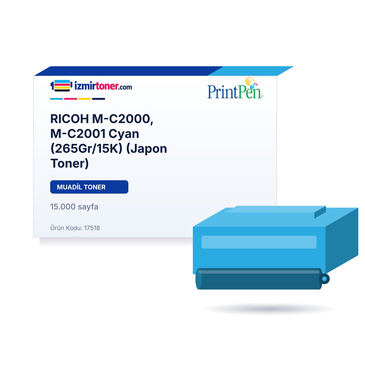 RICOH M-C2000, M-C2001 Cyan (265Gr/15.000 Sayfa) (Japon Toner)