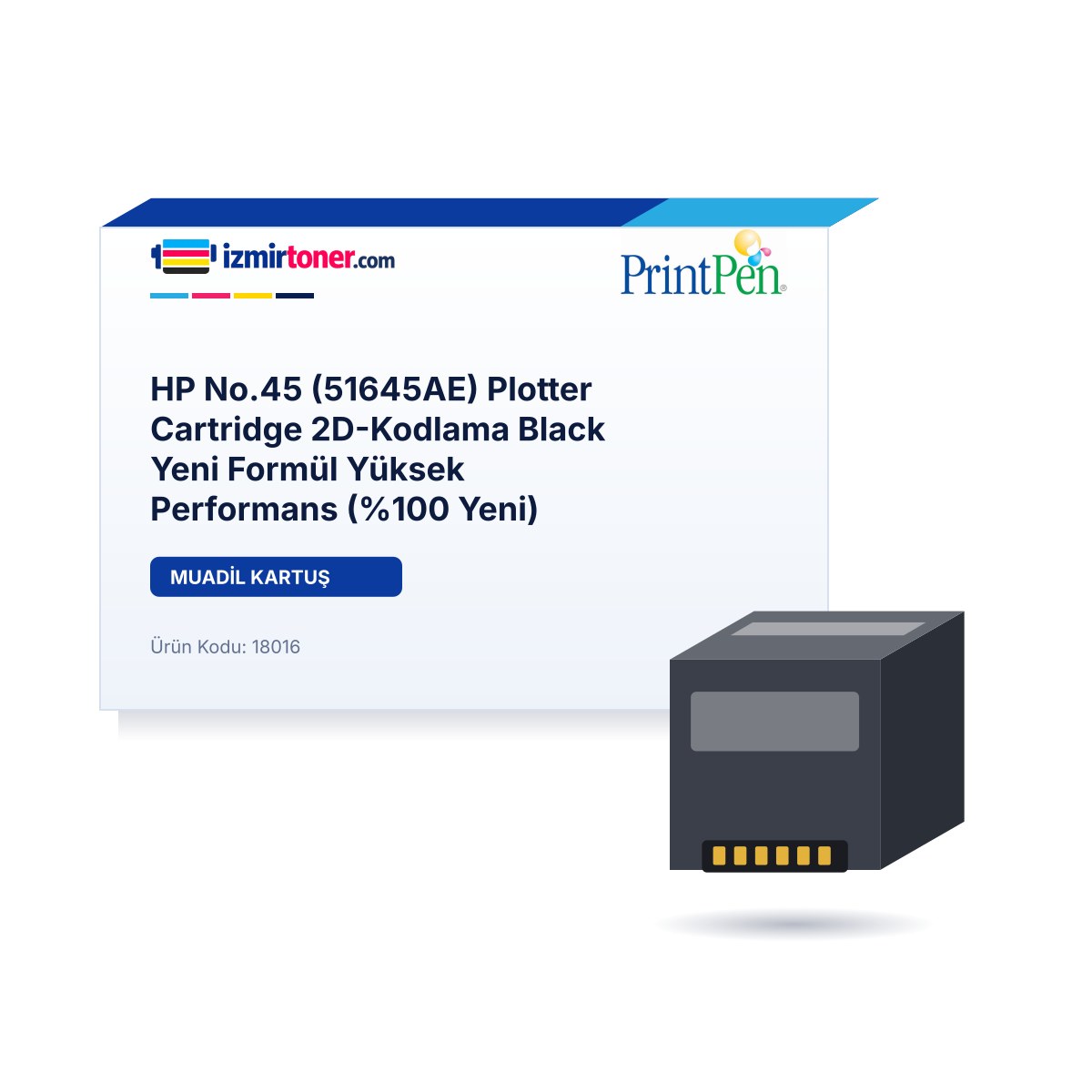 HP No.45 (51645AE) Plotter Cartridge 2D-Kodlama Black Yeni Formül Yüksek Performans (%100 Yeni)