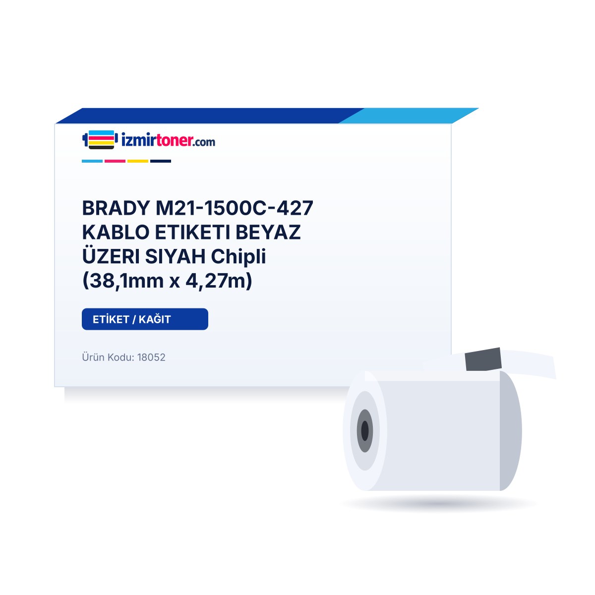 BRADY M21-1500C-427 KABLO ETIKETI BEYAZ ÜZERI SIYAH Chipli (38,1mm x 4,27m)