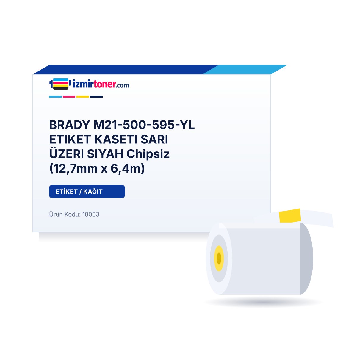 BRADY M21-500-595-YL ETIKET KASETI SARI ÜZERI SIYAH Chipsiz (12,7mm x 6,4m)