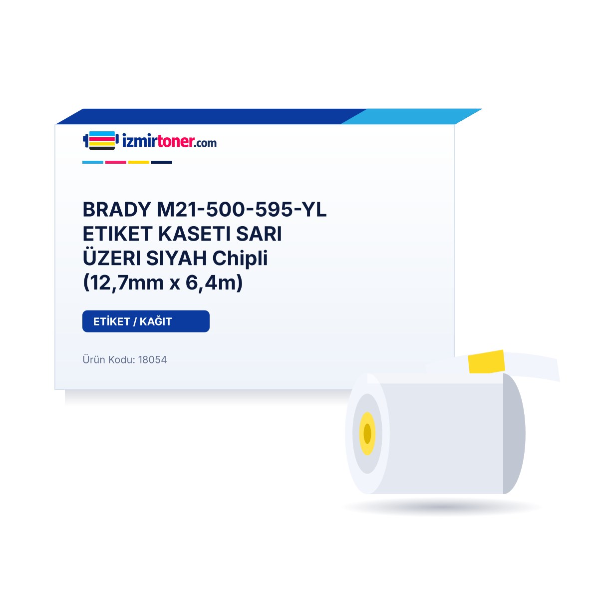 BRADY M21-500-595-YL ETIKET KASETI SARI ÜZERI SIYAH Chipli (12,7mm x 6,4m)